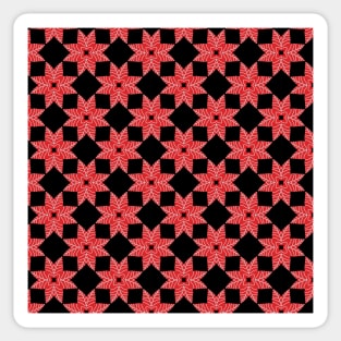 Red And White Flower Tile Geometric Pattern Sticker